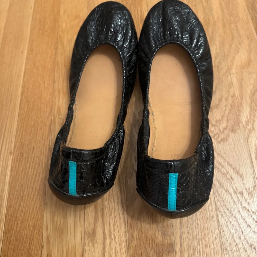 Tieks by Gavrieli Obsidian Black Leather Ballet Flats Size 12 w/box bag & flower